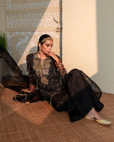 SITARA - BLACK PURE ORGANZA KURTA WITH SHARARA