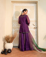 KUMKUM - PURPLE ORGANZA KURTA WITH SHARARA