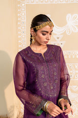 KUMKUM - PURPLE ORGANZA KURTA WITH SHARARA