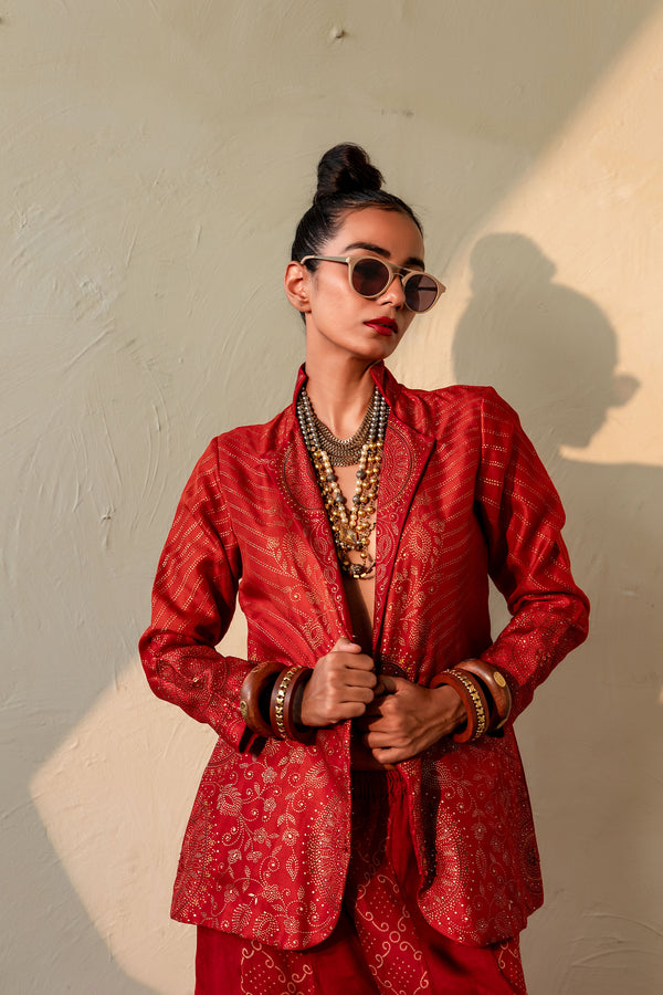 AGNIKA - ORGANZA BLAZER WITH SHARARA PANTS