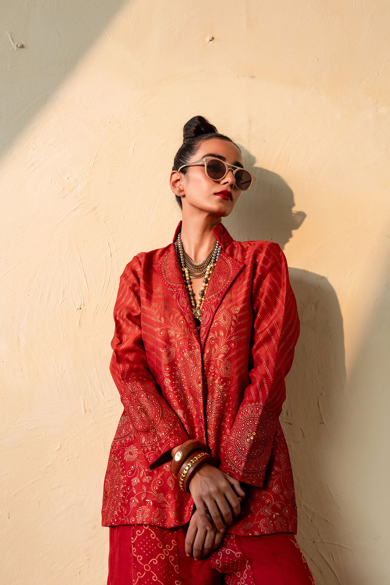 AGNIKA - ORGANZA BLAZER WITH SHARARA PANTS