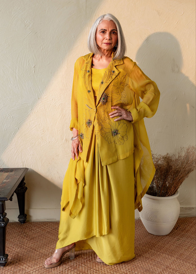 KANAK - VENOM GREEN JACKET DHOTI SET