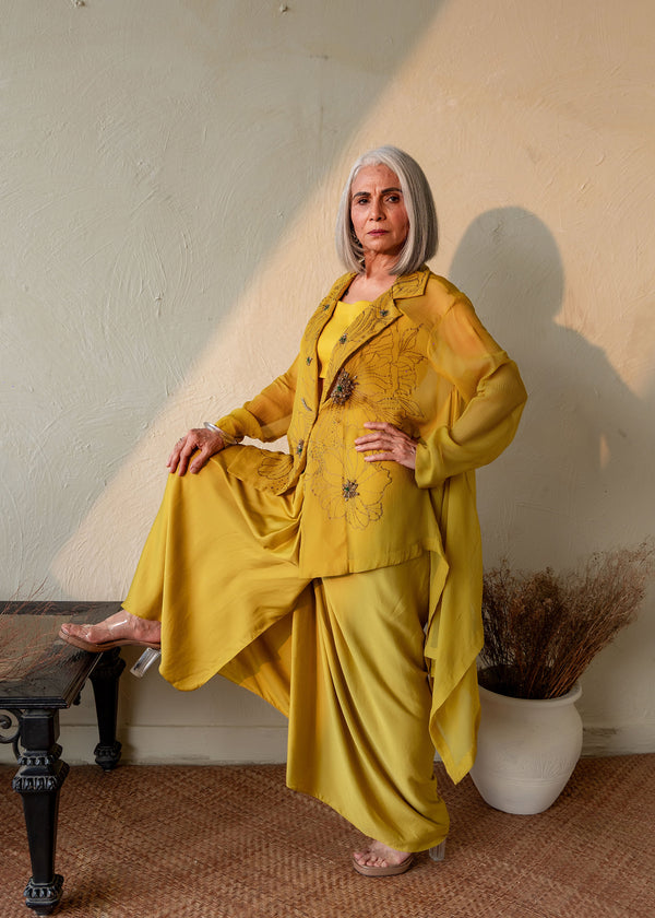 KANAK - VENOM GREEN JACKET DHOTI SET
