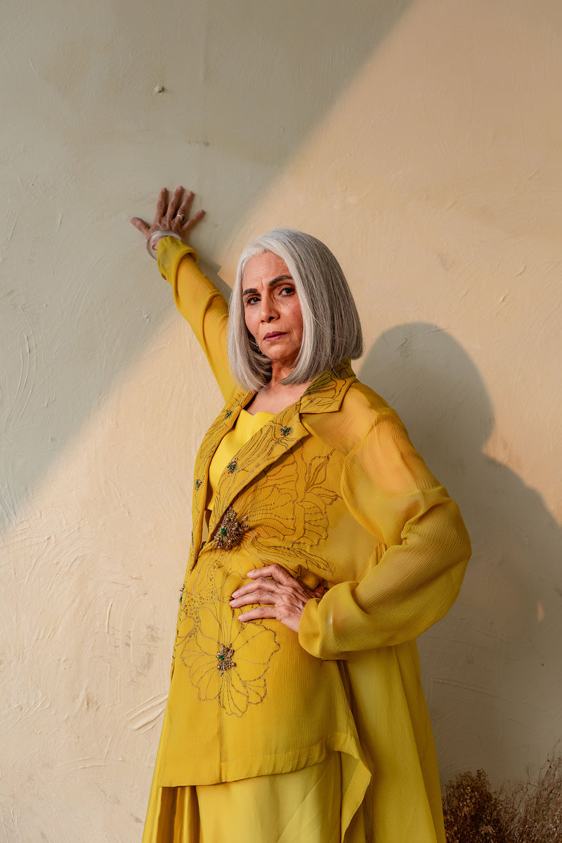 KANAK - VENOM GREEN JACKET DHOTI SET