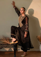 ZARRAH - ORGANZA BLACK KURTA SET