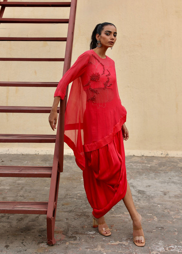 Ruhaani - Chiffon kaftaan with drape skirt