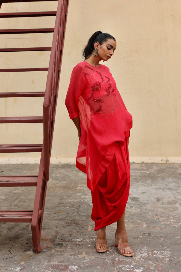 Ruhaani - Chiffon kaftaan with drape skirt