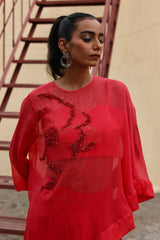 Ruhaani - Chiffon kaftaan with drape skirt