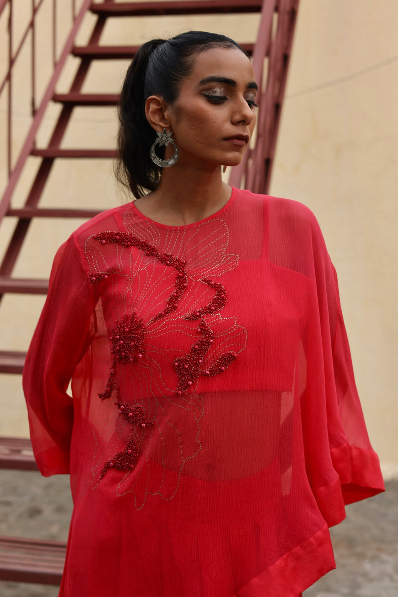Ruhaani - Chiffon kaftaan with drape skirt