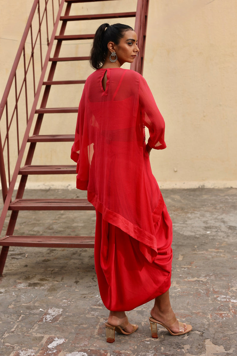 Ruhaani - Chiffon kaftaan with drape skirt