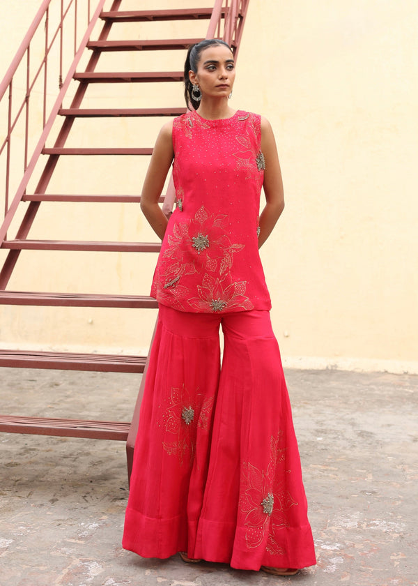 Gulnaar chiffon kurta & gharara set