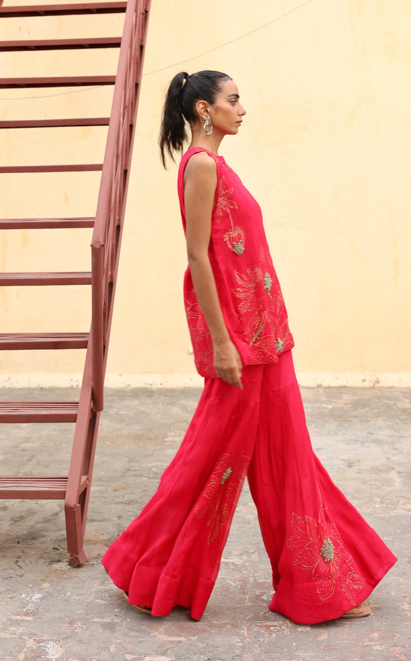 Gulnaar chiffon kurta & gharara set