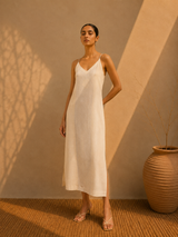 LINEN STRAIGHT STRIPE DRESS