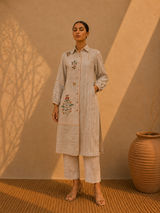 LINEN HAND-EMBROIDERED KURTA CO-ORD SET