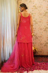 Vishakha - Pink Chiffon Kurta With Sharara and Dupatta