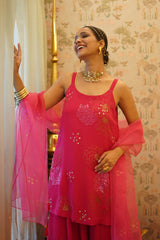 Vishakha - Pink Chiffon Kurta With Sharara and Dupatta