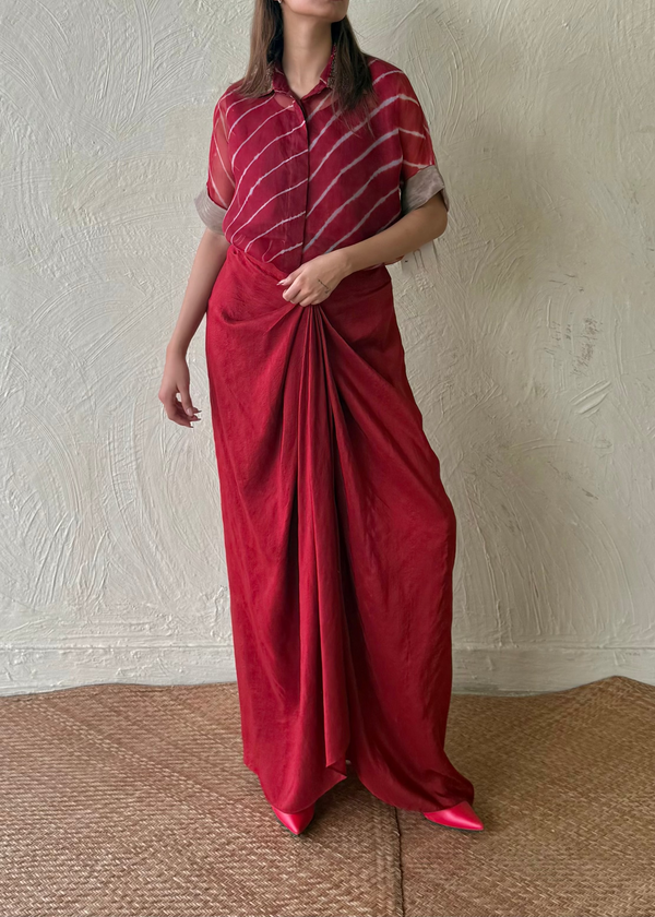 Lehariya kaftan and dhoti set