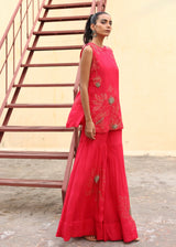 Gulnaar chiffon kurta & gharara set