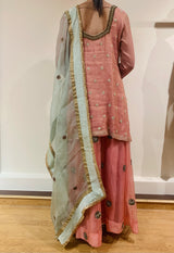 Pink Floral Kurta Sharara Set