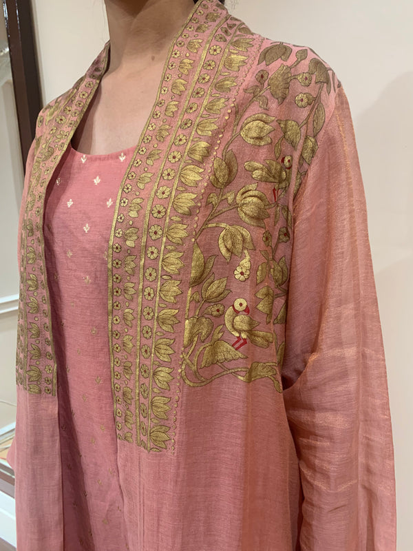 Pink hand painted jacket set