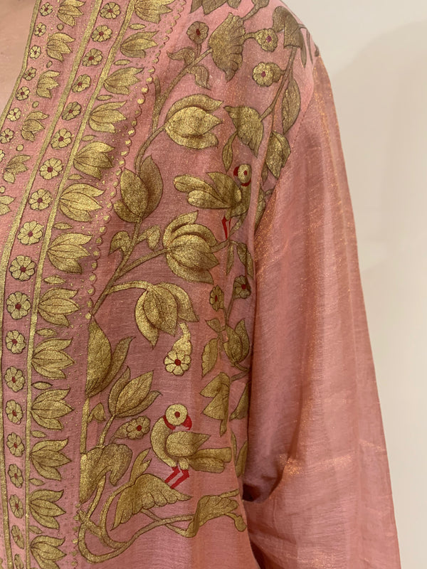 Pink hand painted jacket set