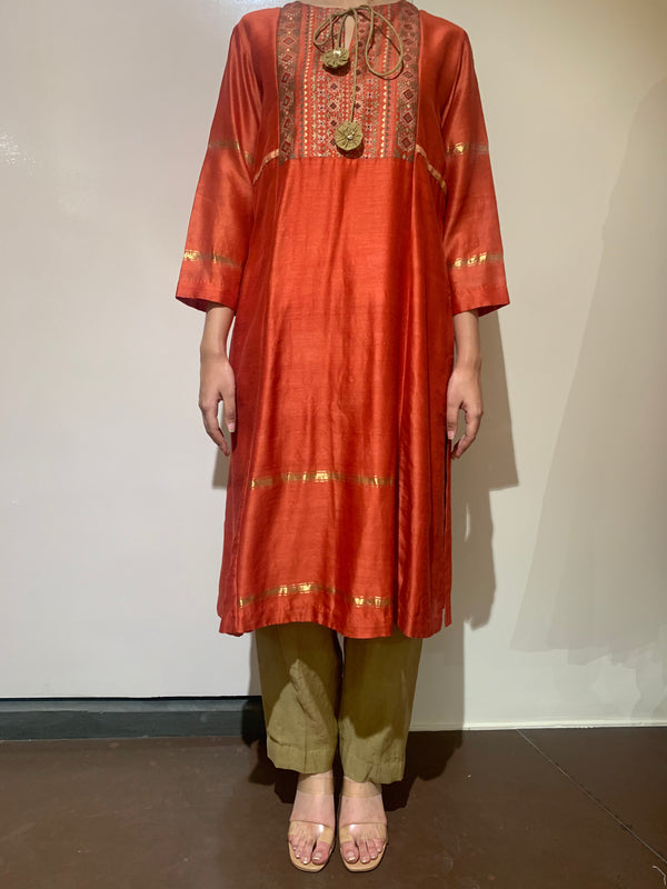COPPER RED KURTA SET