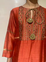COPPER RED KURTA SET