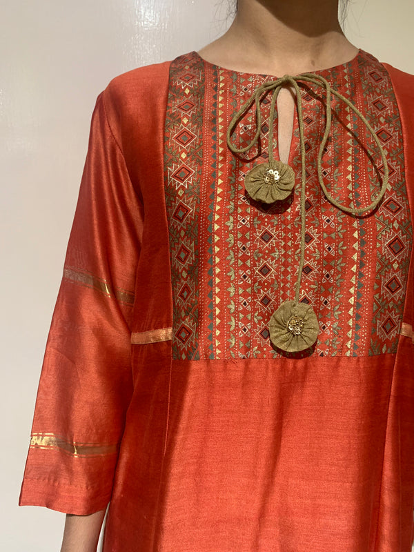 COPPER RED KURTA SET