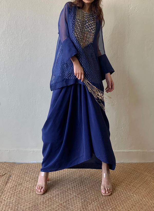 Yamuna kaftan & draped skirt set