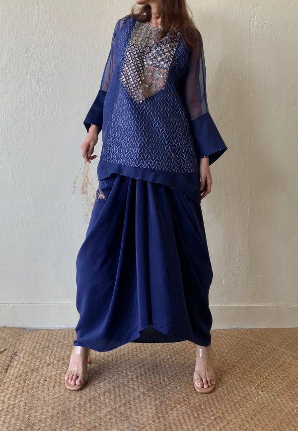 Yamuna kaftan & draped skirt set