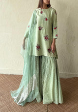 sea green kurta sharara set