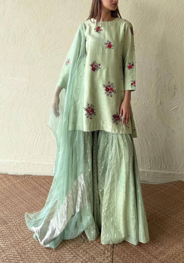 sea green kurta sharara set