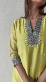Lemon green kurta and gharara set