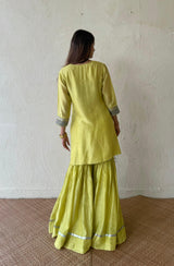 Lemon green kurta and gharara set