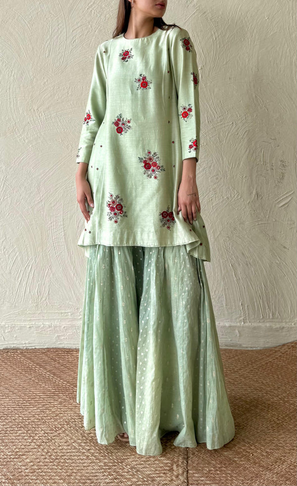 sea green kurta sharara set