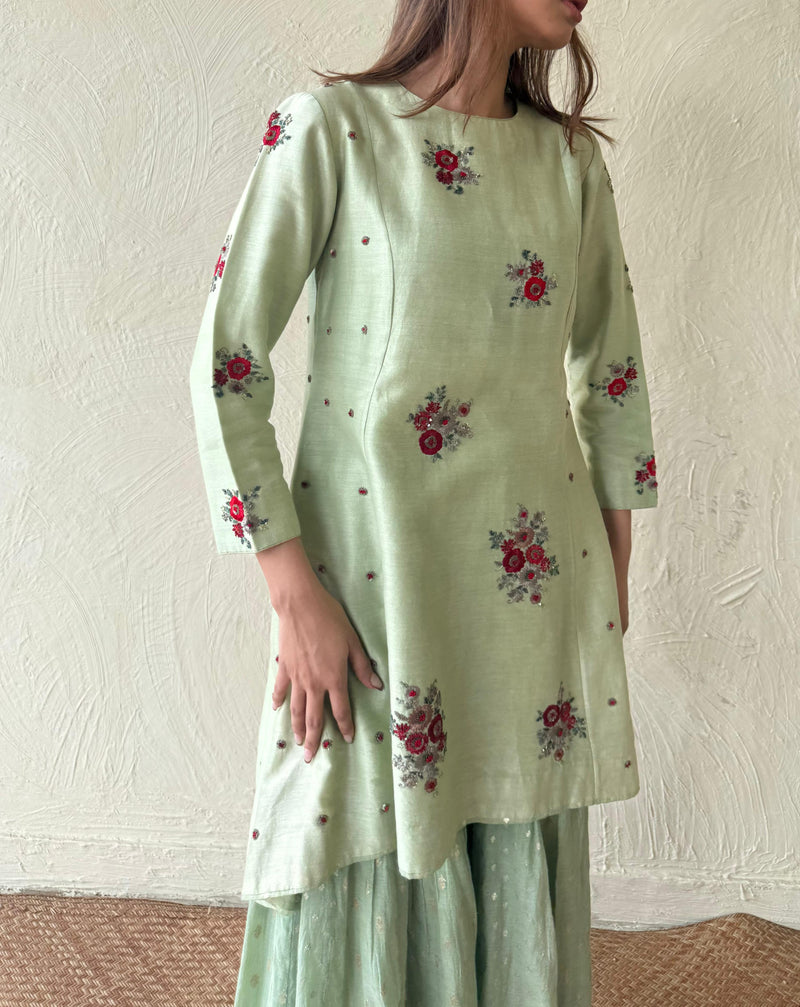 sea green kurta sharara set