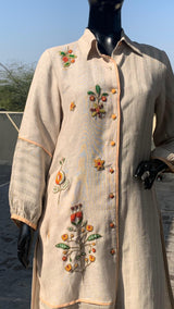 LINEN HAND-EMBROIDERED KURTA CO-ORD SET
