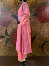 A line kurta and straight pants with hand painted odhani