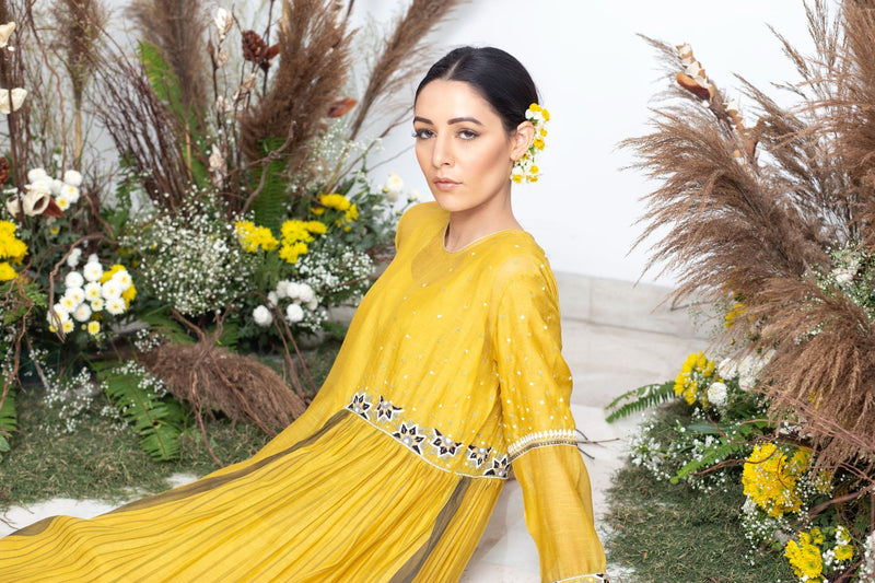 Sunshine Glow Handloom Chanderi Dress - Sunshine Glow - Neeta Bhargava