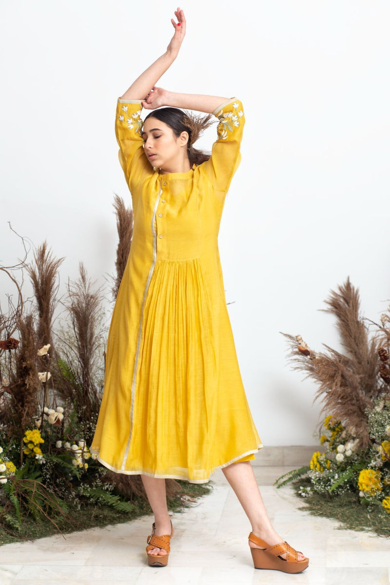Sunshine Glow Chanderi Dress - Sunshine Glow - Neeta Bhargava