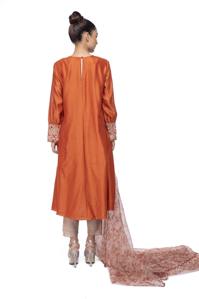Ember Bhavika panelled kurta with Sohana straight pant and printed odhani set - Ember - Neeta Bhargava