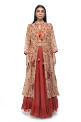 Ember Nazneen overlay with a bustier and ruffled skirt set - Ember - Neeta Bhargava