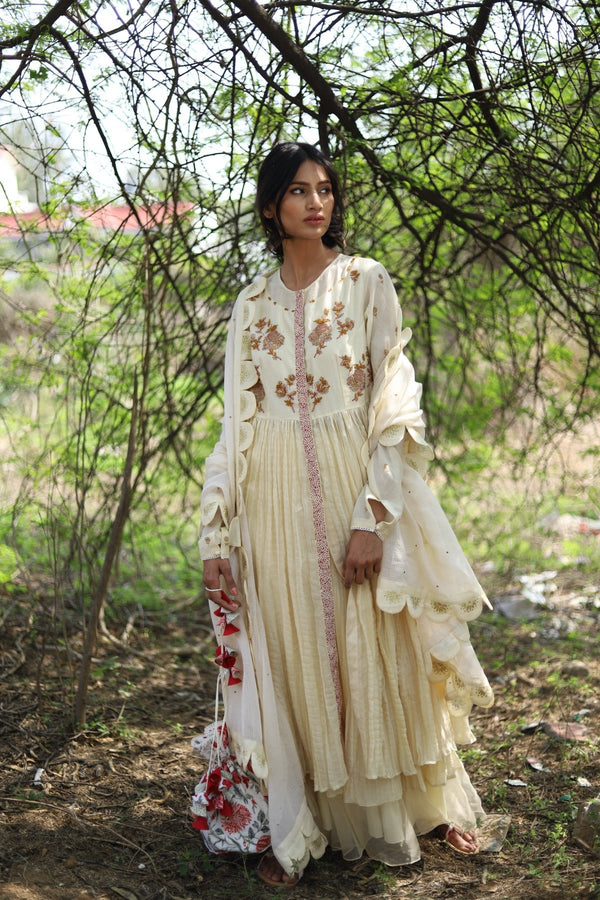 Vintage Garden crushed kurta and skirt set - Vintage Garden - Neeta Bhargava