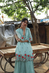Vintage Garden short kurti with tiered skirt - Vintage Garden - Neeta Bhargava