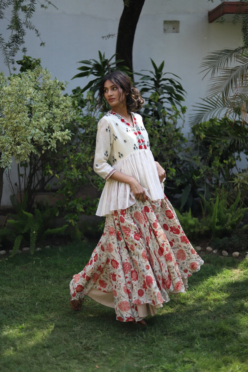 Vintage Garden palampore jaal skirt - Vintage Garden - Neeta Bhargava