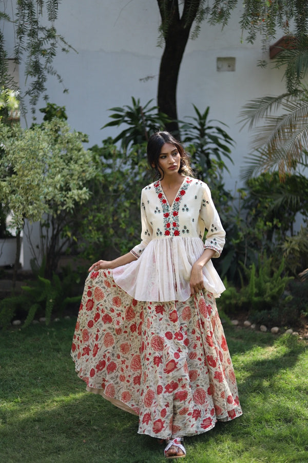 Vintage Garden palampore jaal skirt - Vintage Garden - Neeta Bhargava