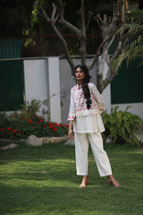 Vintage Garden kantha embrodiery straight pants - Vintage Garden - Neeta Bhargava